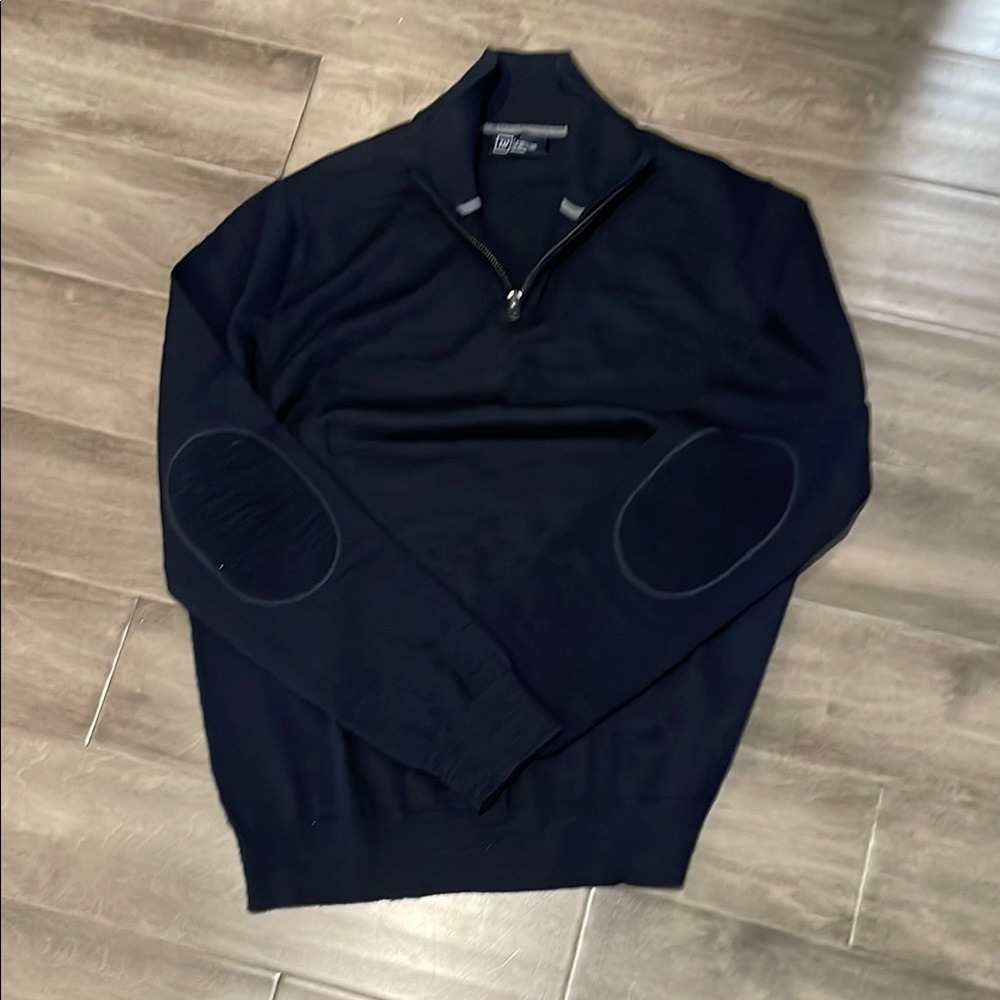 GAP Navy Zip-Up Sweater with Elbow Patches